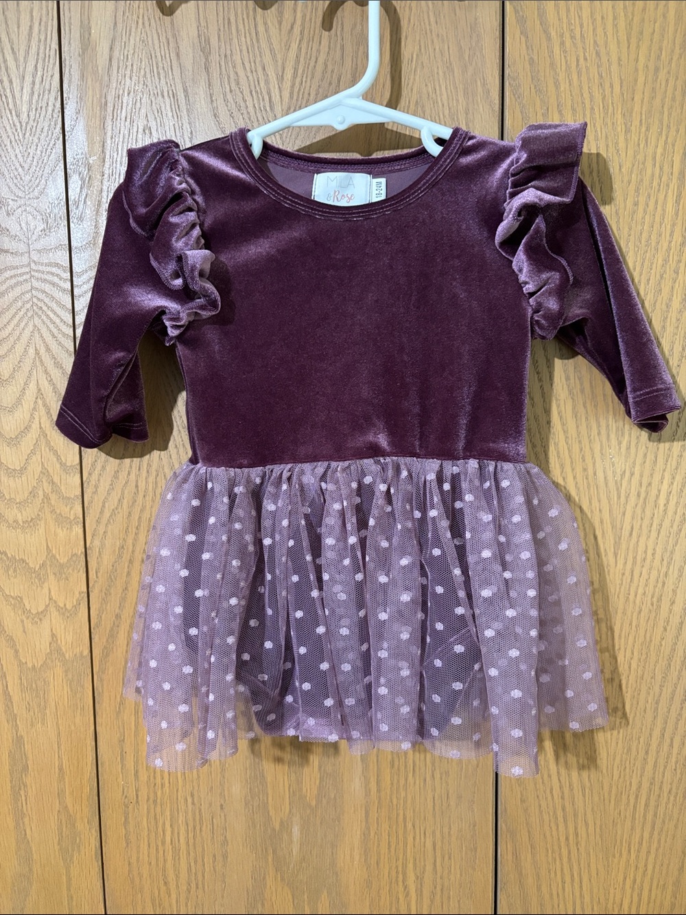 MILA & ROSE body suit 18-24months Amethyst color velvet tutu very soft
